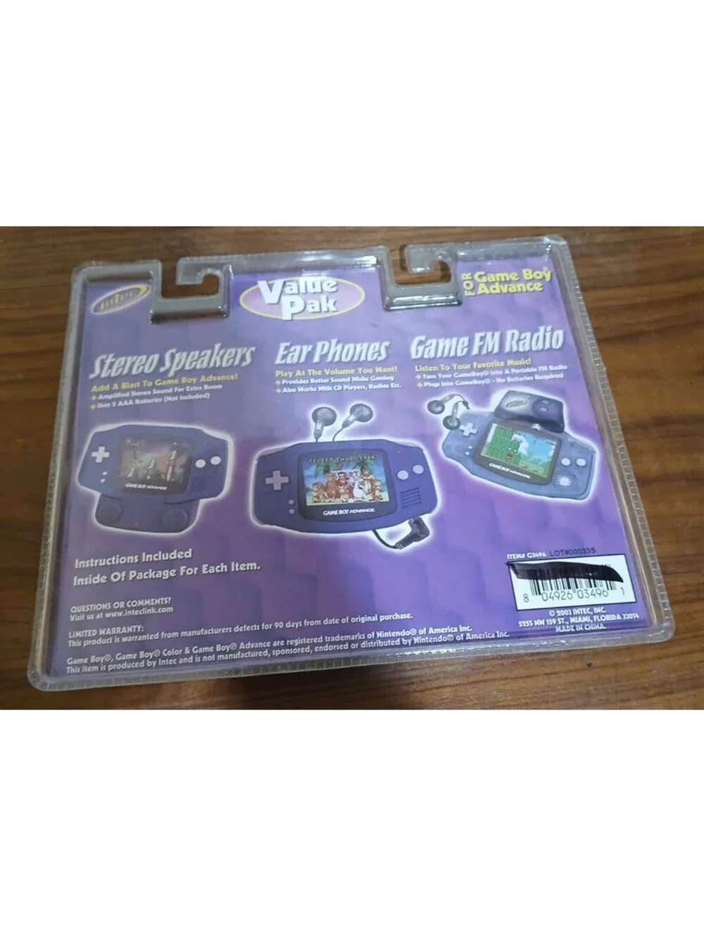 Intec Nintendo Game Boy Advance Stereo Speakers FM Radio Ear Phones (NIB)